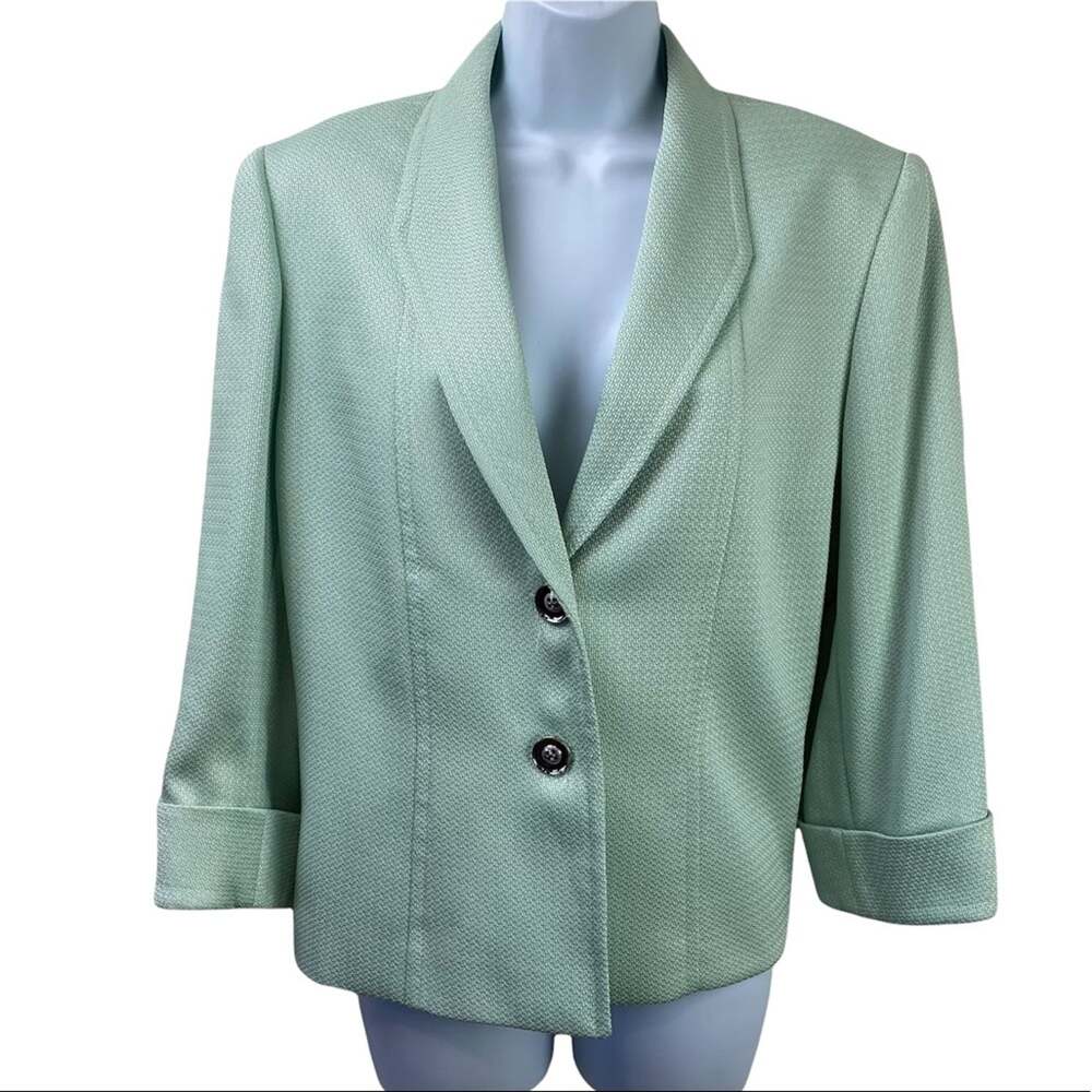 Tahari ASL 2 Button Blazer Mint Green Sz 14 NWOT